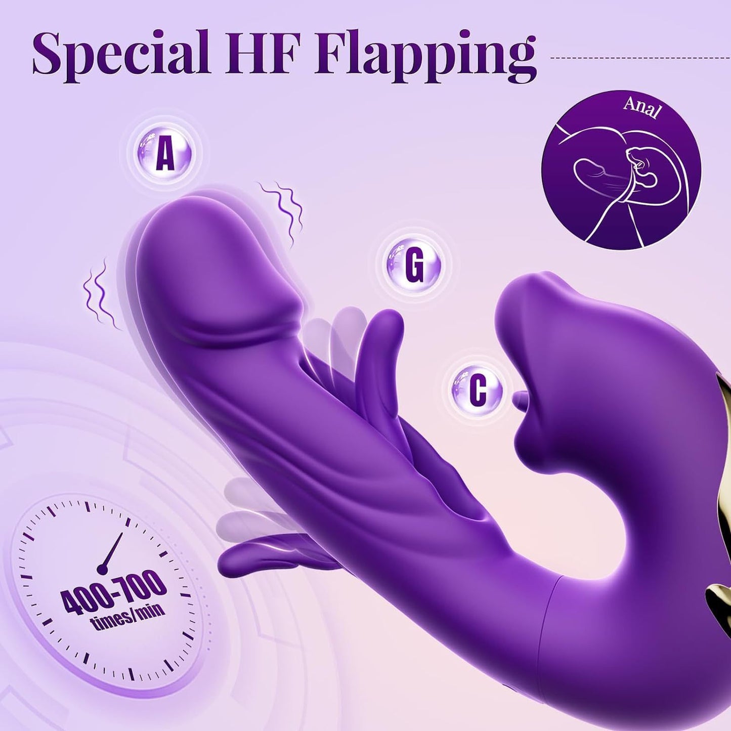 Thrusting G Spot Vibrator Tongue Toy For Women With 7 Licking Vibrating and Flapping modes
