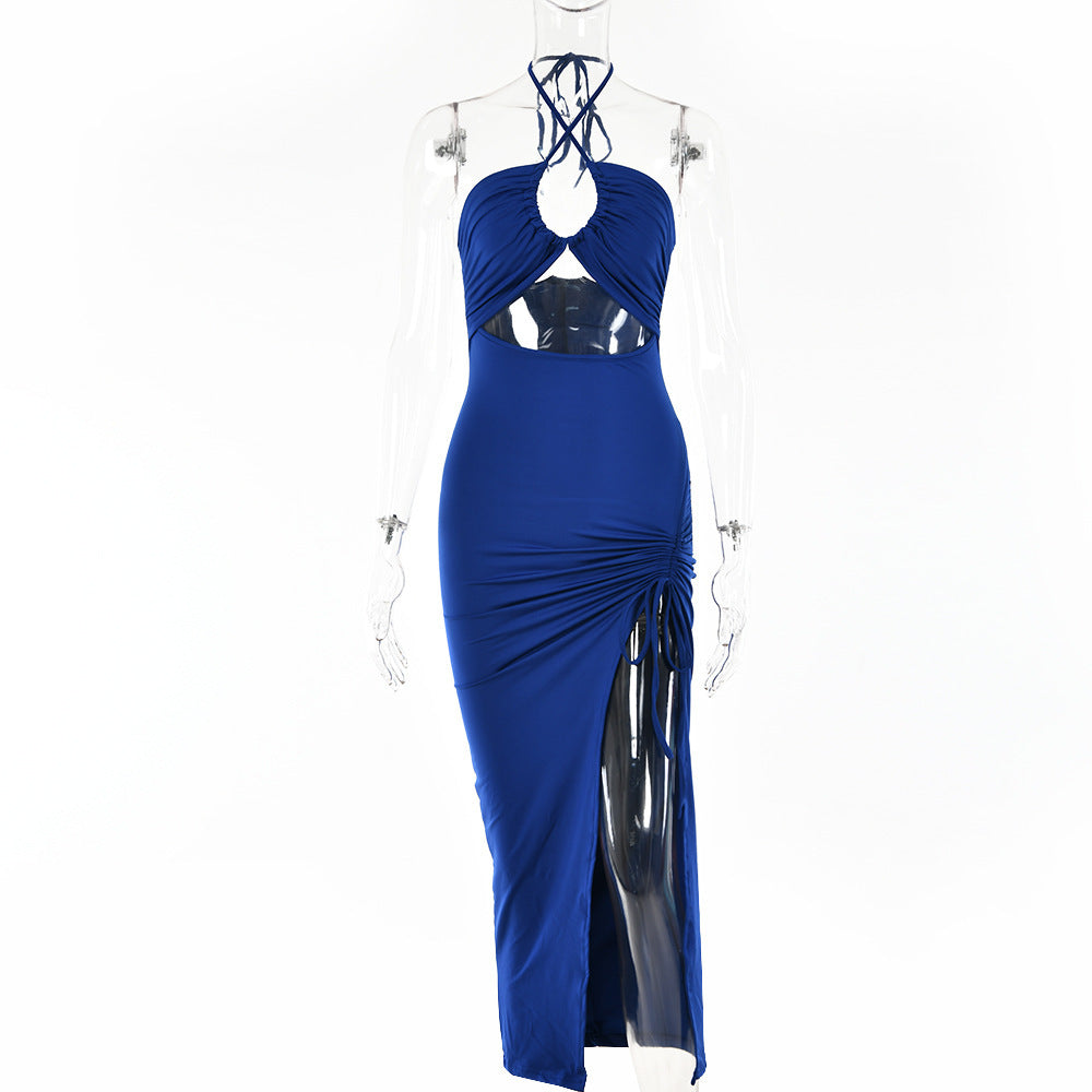 Sexy Halterneck Lace-up w/Split Dress