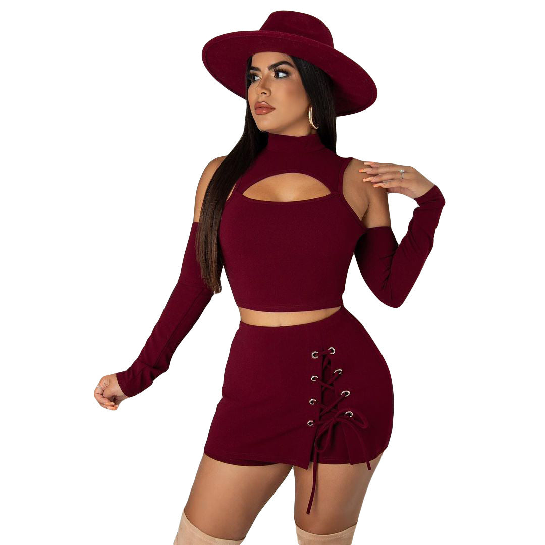 Ladie Eyelet Skort Set