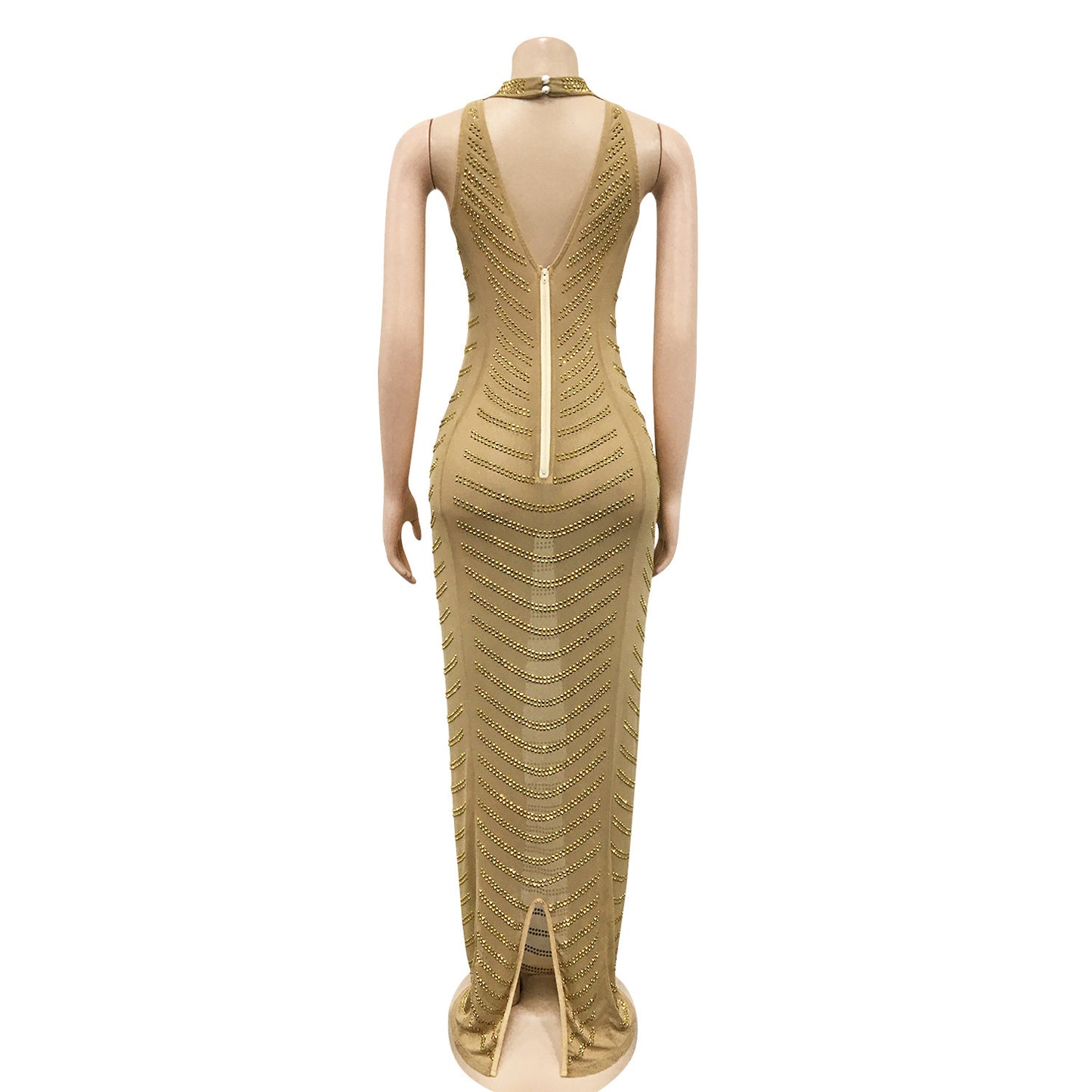 European See-through Backless Dress