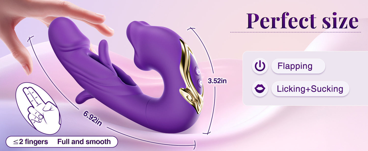 Thrusting G Spot Vibrator Tongue Toy For Women With 7 Licking Vibrating and Flapping modes
