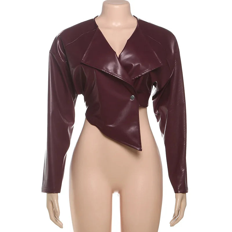 PU Leather Crop Top Jacket