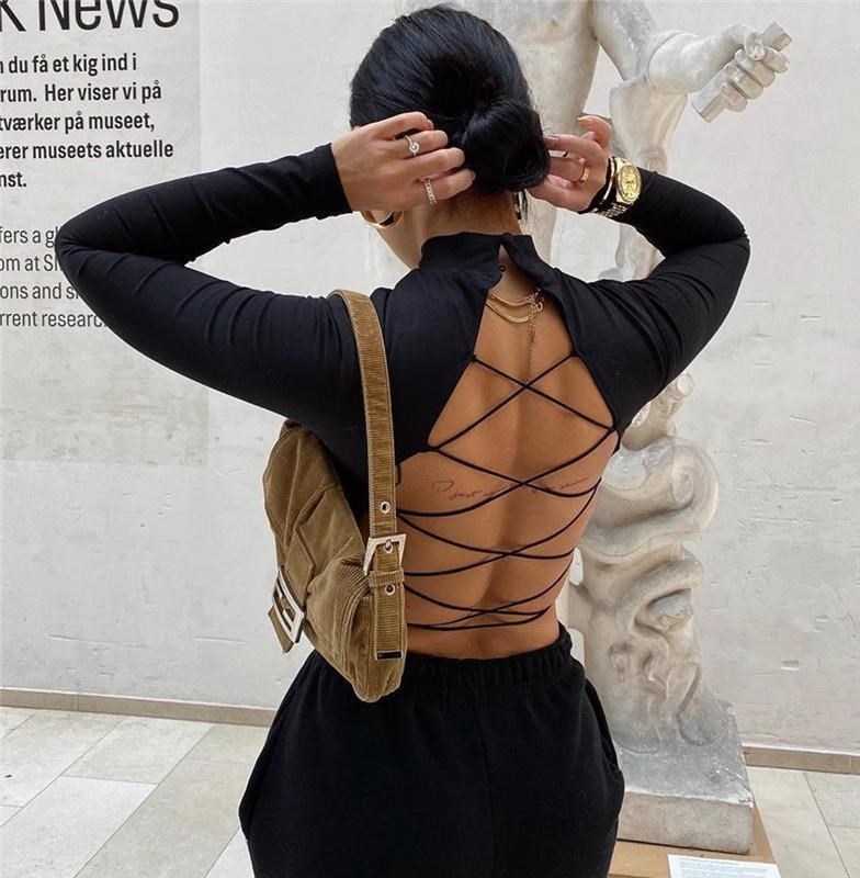 Open-back turtleneck bodysuit