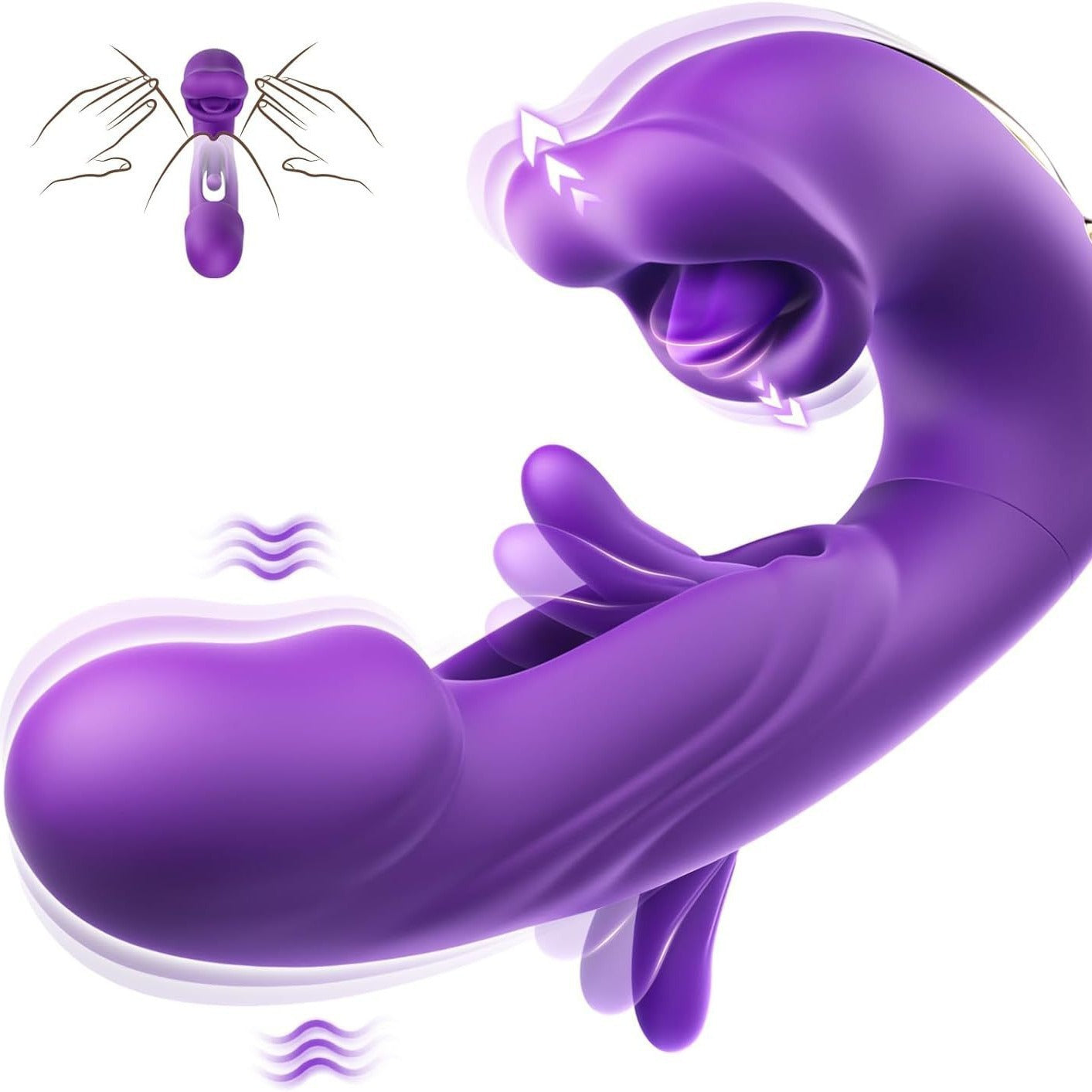 Thrusting G Spot Vibrator Tongue Toy For Women With 7 Licking Vibrating and Flapping modes