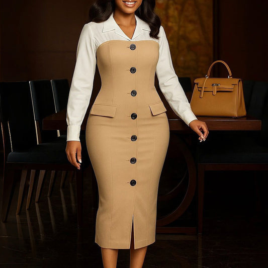 Long Sleeve Suit w/ Collar Dress
