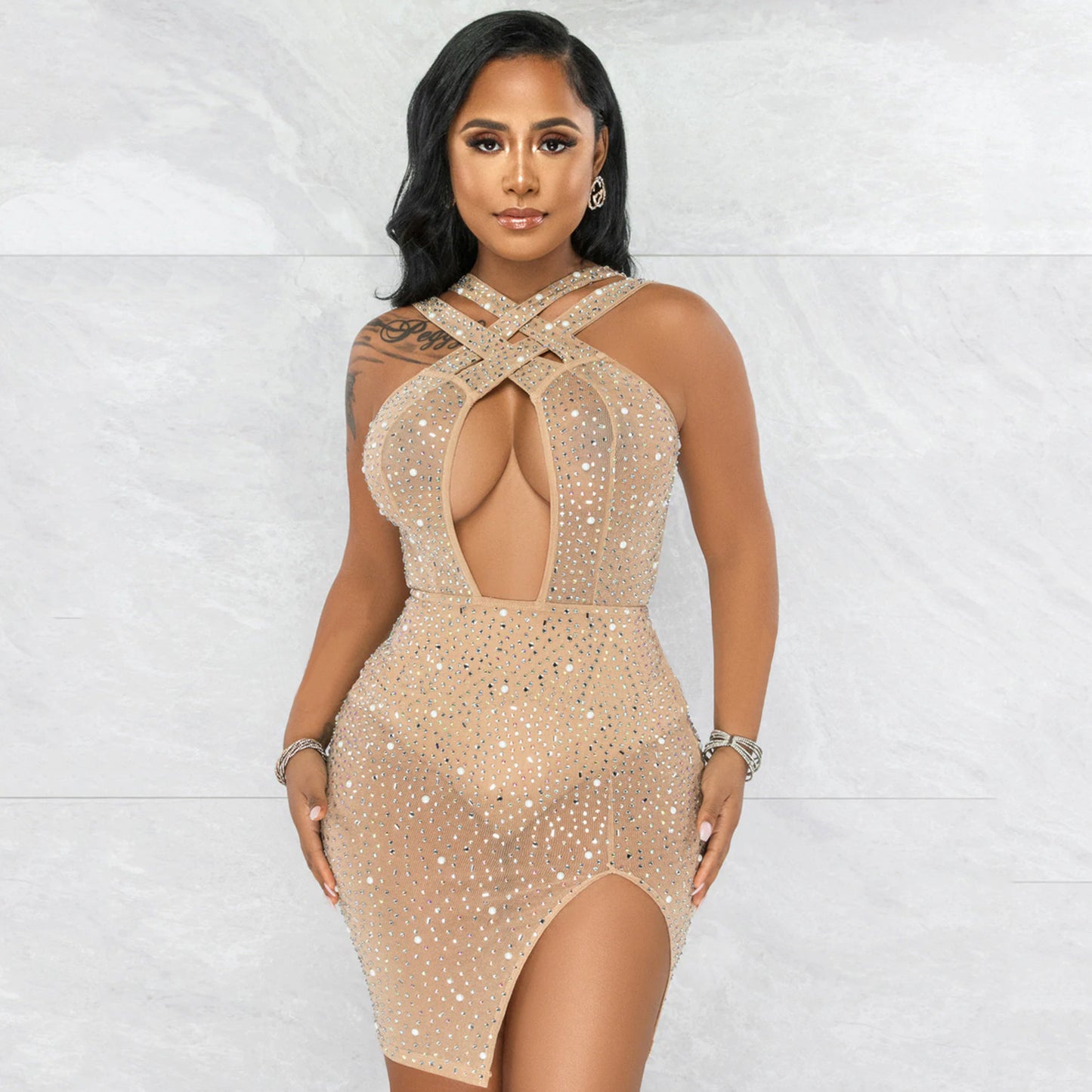 Women's Sexy Mesh  Nightclub Party Dress