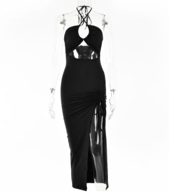 Sexy Halterneck Lace-up w/Split Dress