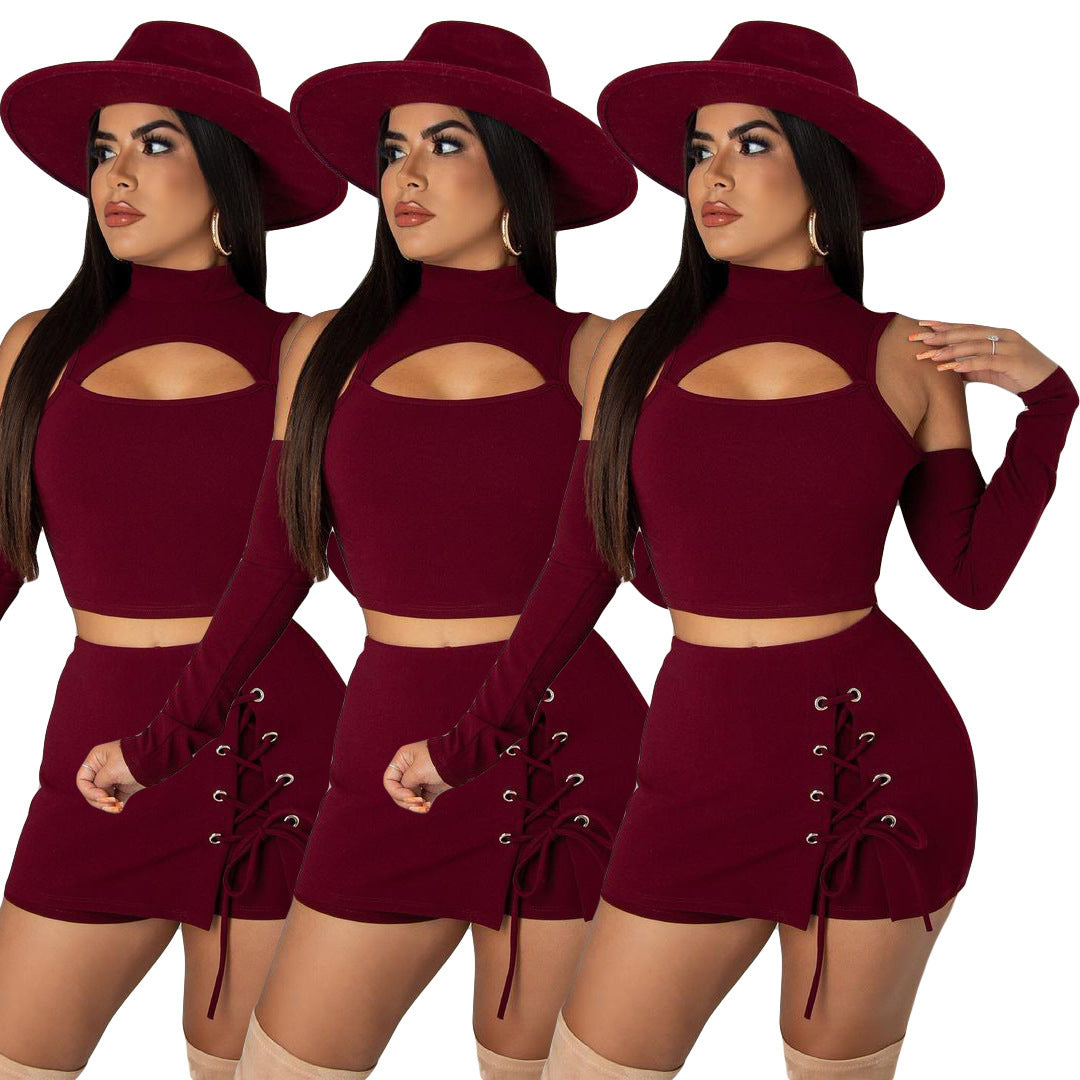 Ladie Eyelet Skort Set