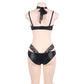 Lace faux leather bra and panty set