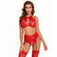 Women Lace Bra Panty Garter Set