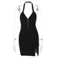 Backless V-neck Halter Dress with split