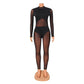 Women Mesh Stitching See-Through Jumpsuit