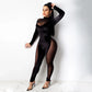 Sexy Velvet Mesh Patchwork Jumpsuit Party