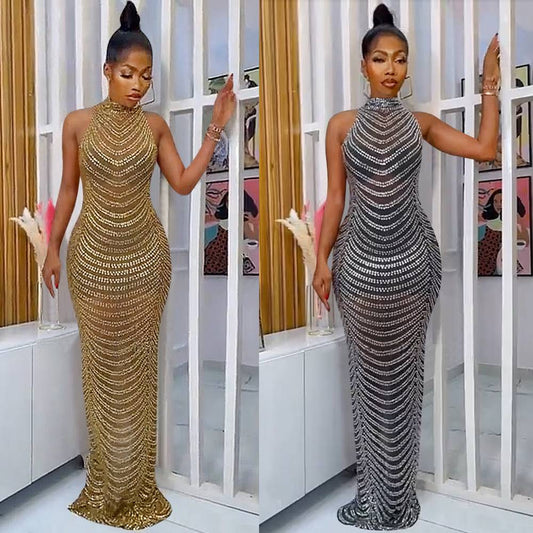 European See-through Backless Dress