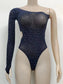 Sexy see through rhinestone romper