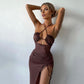 Sexy Halterneck Lace-up w/Split Dress