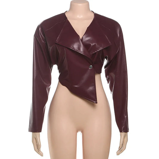 PU Leather Crop Top Jacket