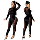Sexy Velvet Mesh Patchwork Jumpsuit Party