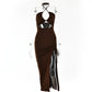Sexy Halterneck Lace-up w/Split Dress
