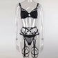 Women's Transparent Lace Underwire Bra Panty Bandage Set