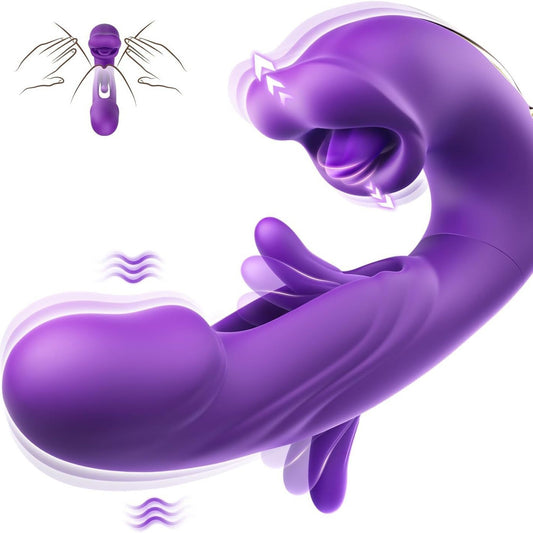 Thrusting G Spot Vibrator Tongue Toy For Women With 7 Licking Vibrating and Flapping modes