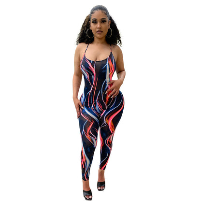 Hot Marbled Pattern Romper