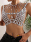 Sexy see through metal & rhinestone corset