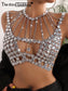 Sexy see through metal & rhinestone corset