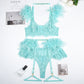 Sexy Feather Lingerie Bra and Panty Set