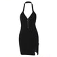 Backless V-neck Halter Dress with split
