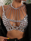 Sexy see through metal & rhinestone corset