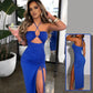 Sexy Halterneck Lace-up w/Split Dress