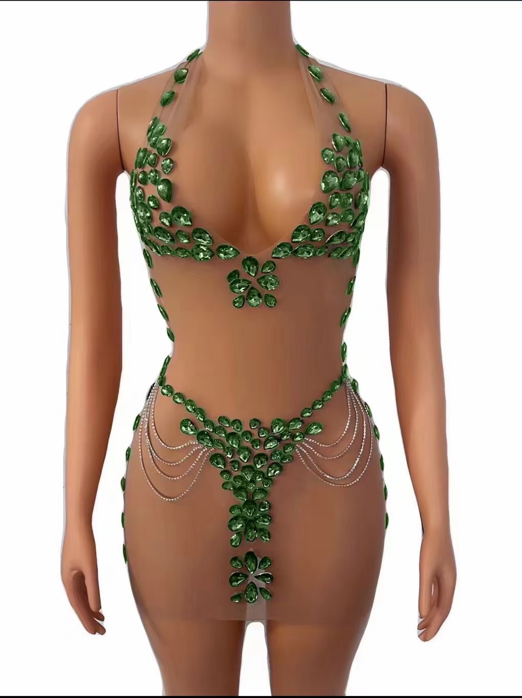 Women's Hot See-through Rhinestone Dress