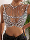 Sexy see through metal & rhinestone corset
