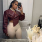 PU Leather Crop Top Jacket