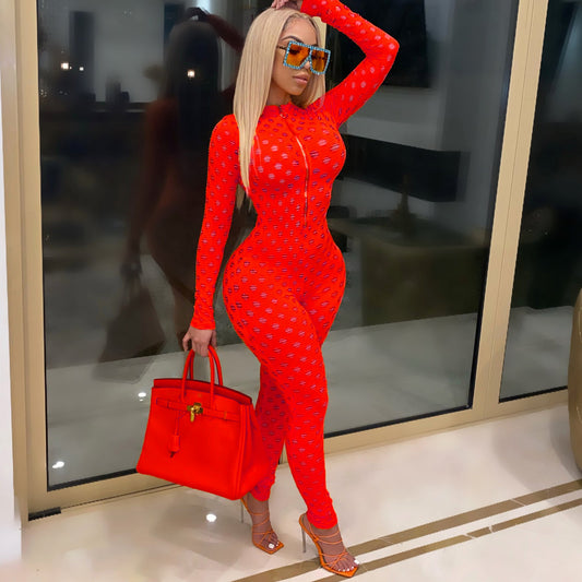 Sexy Hollow Circled See Through Jumpsuit