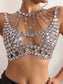 Sexy see through metal & rhinestone corset