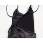 Sexy Backless Faux Leather Dress